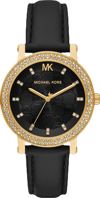 Women's Corey Three-Hand Black Leather Watch, 38mm