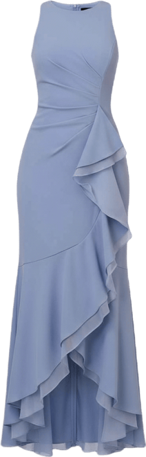 Women's Sleeveless Ruffled High-Low Gown
