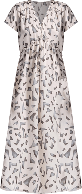 Women's Gathered Maxi Dress with Side Slits in Mosaic