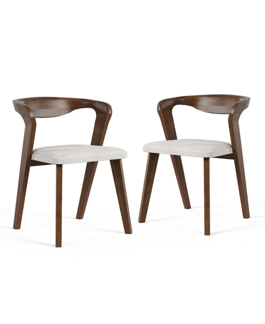 2-Pc. Solid Wood Mid-Century Modern Dining Chair Set