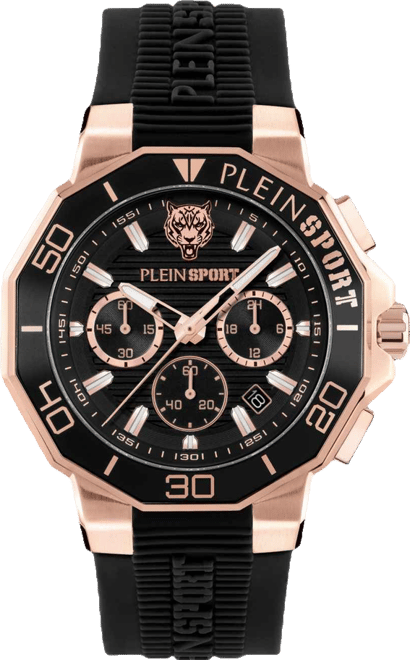 Men's Titan Chronograph Date Quartz Black Silicone Strap Watch, 46mm