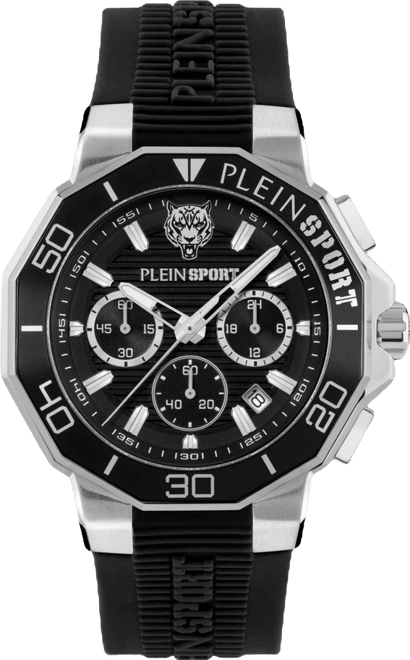 Men's Titan Chronograph Date Quartz Black Silicone Strap Watch, 46mm