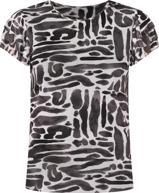 Women's Printed Flutter-Sleeve Top