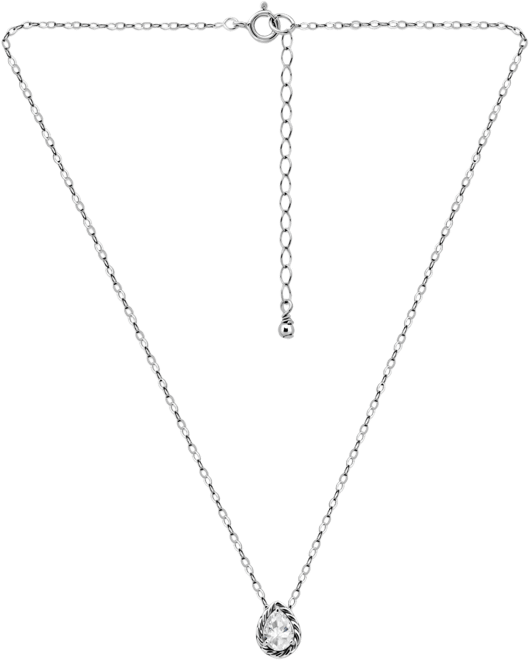Cubic Zirconia Solitaire Pendant Necklace (1 ct. t.w.) in 18k Gold over Sterling Silver, 16" + 2" extender