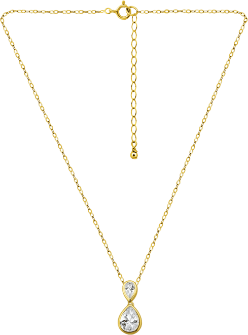 Cubic Zirconia Pear Pendant Necklace (3-3/4 ct. t.w.) in Sterling Silver, 16" + 2" extender