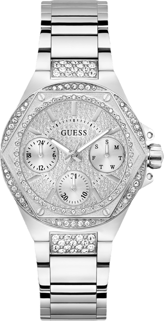 Women's Multifunction Silver-Tone Stainless Steel Watch, 38mm