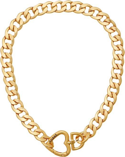 Gold-Tone Heart Closure Chunky Open Link 18" Chain Necklace