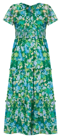 Rabbit Rabbit Rabbit Design Womens Short Sleeve Floral Maxi Dress