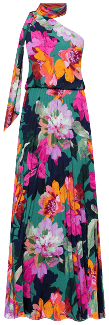 xscape pleated chiffon dress Xscape Women's V-Neck Pleated Sleeveless Gown - Emerald