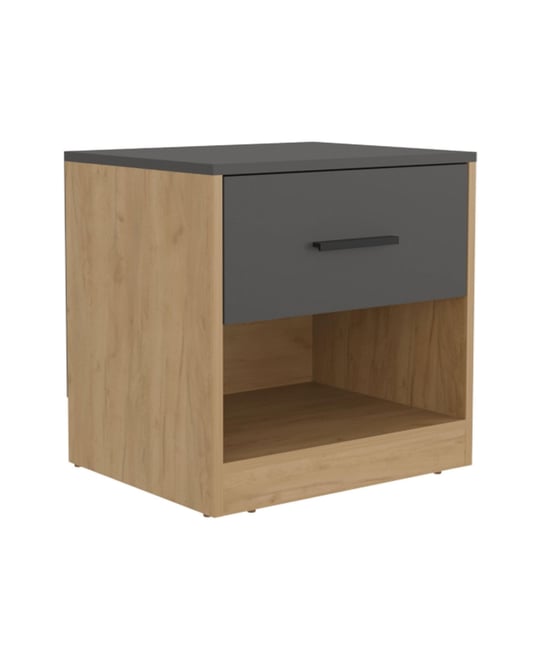 Palmyra Nightstand, 1 Door, 1 Shelf, Natural Oak / Matt Gray