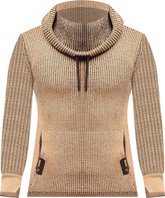Men's Cowl Neck Knitted Pullover with Thumbhole Cuffs