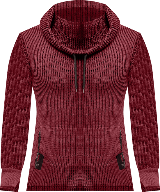 Men's Cowl Neck Knitted Pullover with Thumbhole Cuffs