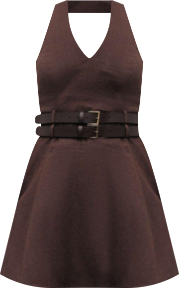 Women's Double Belt Detailed Mini Dress