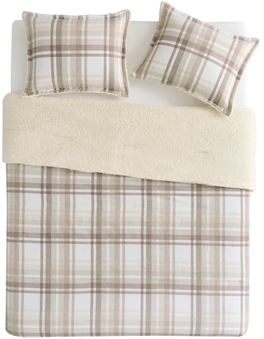 Plaid Brushed Flannel and Sherpa 3-Pc. Comforter Set, Full/Queen