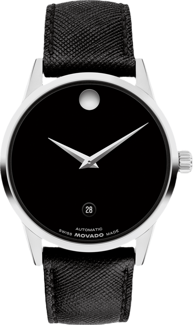 Men's Museum Classic Swiss Automatic Black Leather Watch, 40mm