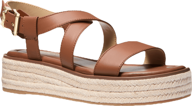 Michael Kors MICHAEL Lynn Leather Buckled Espadrille Sandals