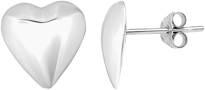 Sculptural Heart Stud Earrings in Sterling Silver or 18k Gold-Plated Sterling Silver, Exclusively at Macy's