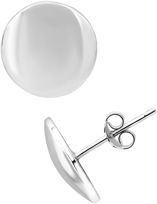 Circular Dome Button Earrings in Sterling Silver or 18k Gold Over Sterling Silver, Exclusively at Macy's