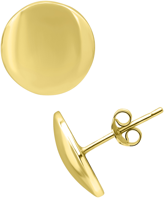 Circular Dome Button Earrings in Sterling Silver or 18k Gold Over Sterling Silver, Exclusively at Macy's