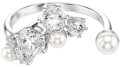 Crystal Cultivated Pearl Round Cuts Statement Ring