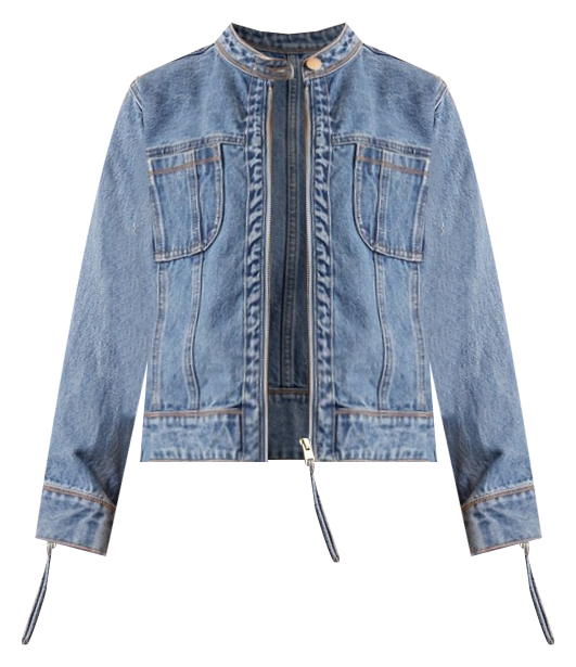 Moto Denim Jacket in Mid Blues
