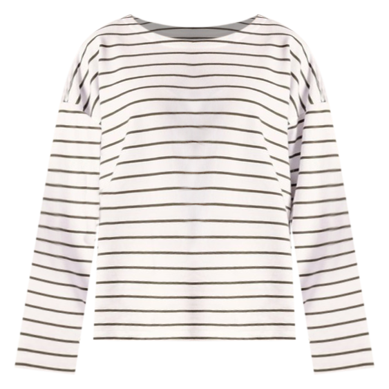 Long Sleeve Boat Neck Tee in Khaki