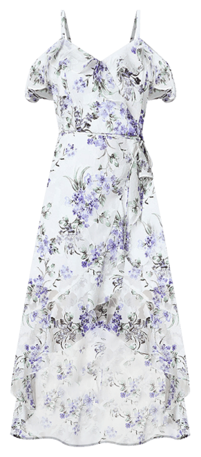 by&by Womens Floral High-Low Fit + Flare Dress Juniors