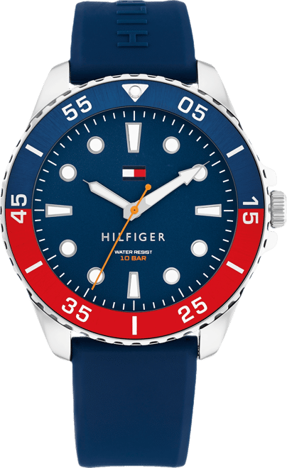 Men's Quartz Blue Silicone Strap Watch, 42mm