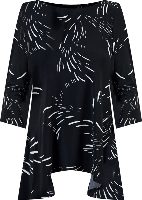 Petite Printed 3/4-Sleeve Long Top, Created for Macy's