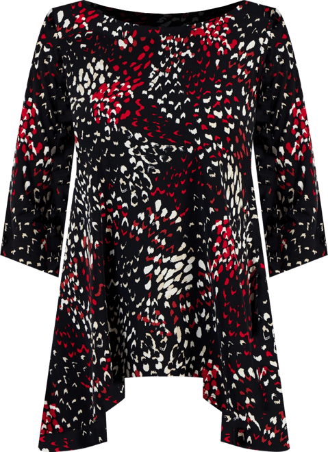 Petite Printed 3/4-Sleeve Long Top, Created for Macy's