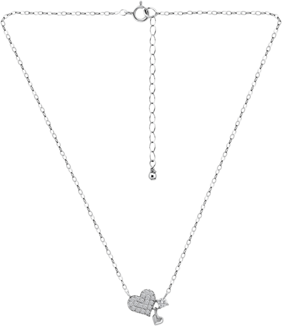 Cubic Zirconia Heart Pendant Necklace (3/8 ct. t.w.) in 18k Gold-Plated Sterling Silver, 16" + 2" extender, Exclusively at Macy's