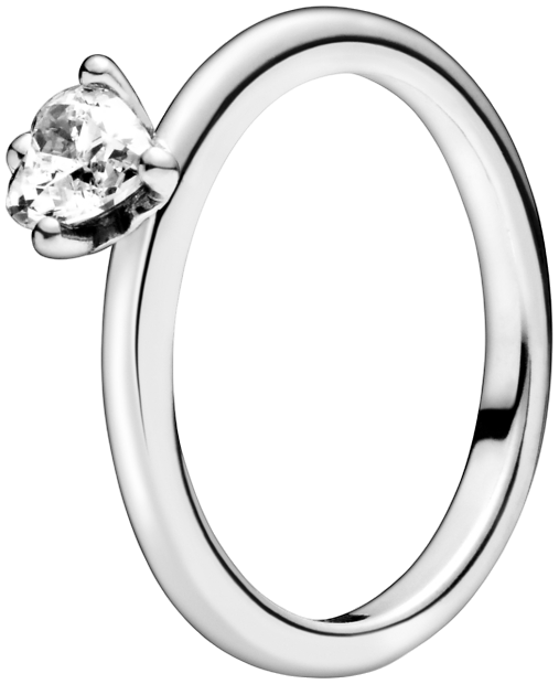 Sterling Silver Clear Heart Solitaire Ring