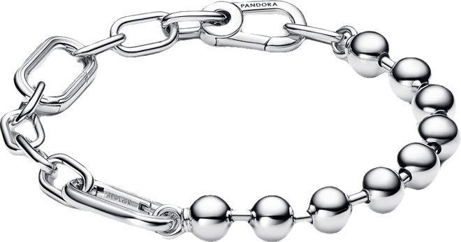 Sterling Silver Sparkling Bead Link Chain Bracelet