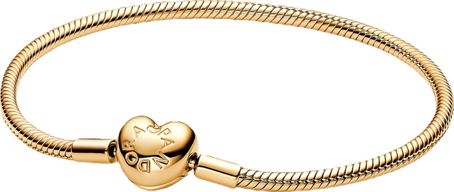 Gold-Plated Moments Heart Clasp Snake Chain Bracelet