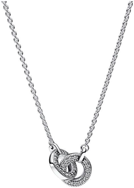 Sterling Silver Signature Intertwined Pave Pendant Necklace