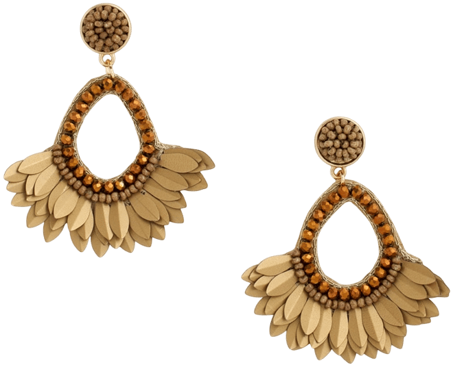 No Droop  Gold Tone Fan Drop Earrings