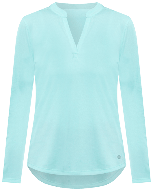 Reel Legends Womens Solid Freeline Mandarin Long Sleeve Top