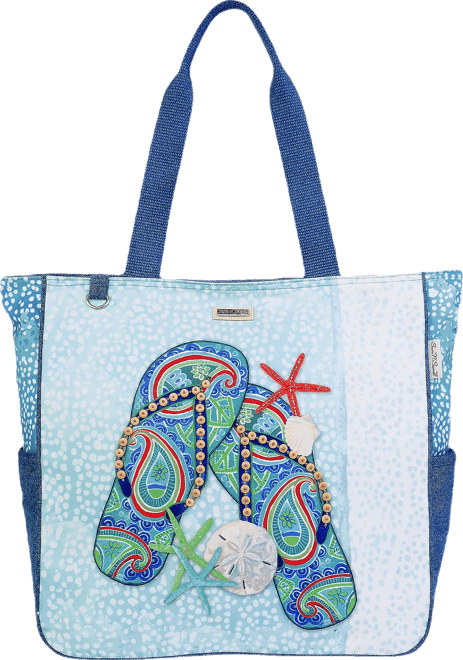 Sun N' Sand Tropical Flip Flop Shoulder Beach Tote Bag