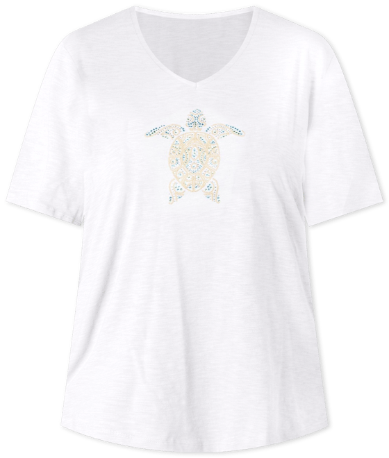 Coral Bay Plus Embroidered Short Sleeve Top