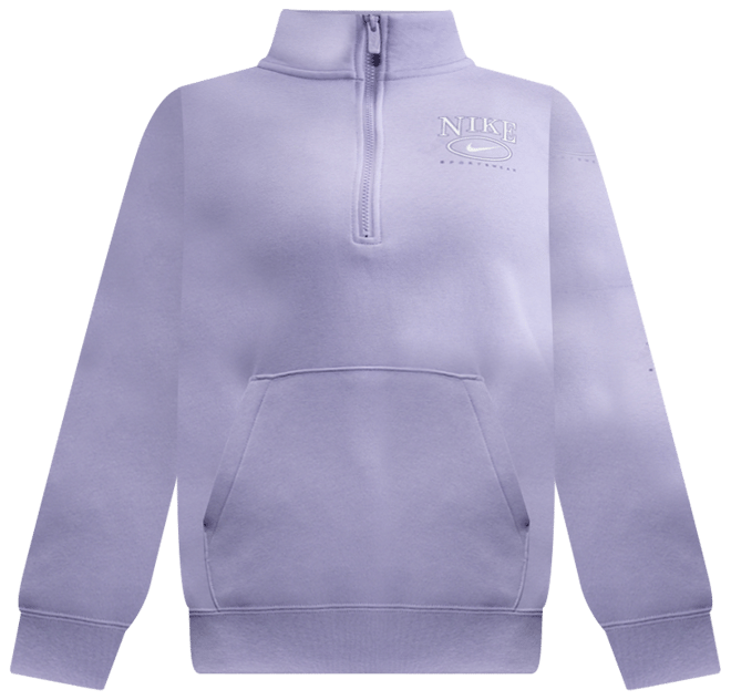 Nike Sportswear Club Fleece Playera de cuello alto con gráfico y medio cierre para mujer