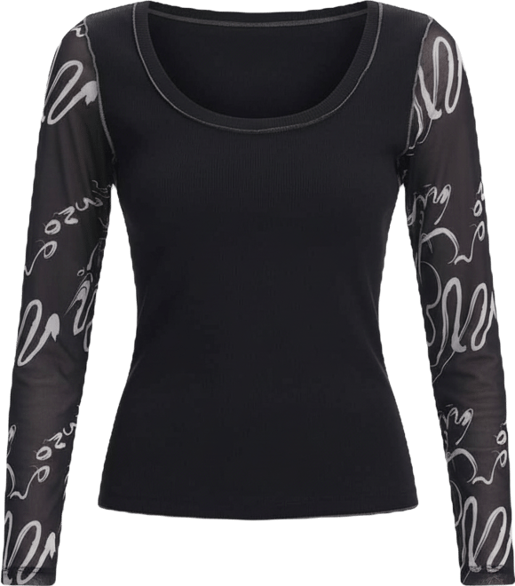 Women's Lettering sleeve T-shirt