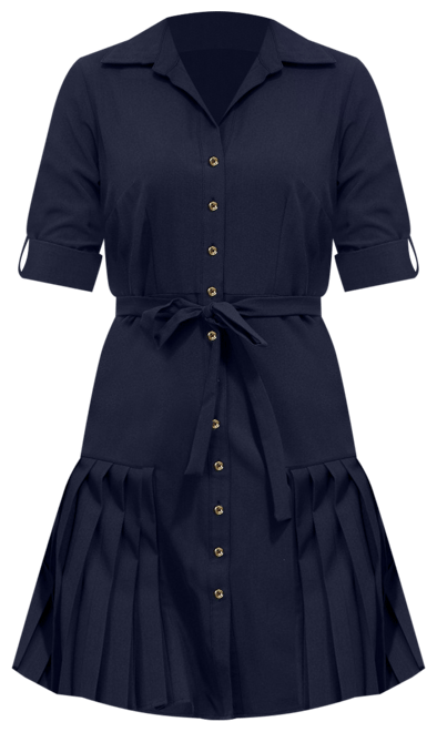 Sharagano Womens 3/4 Rolled Sleeve Stretch Shirt Dress
