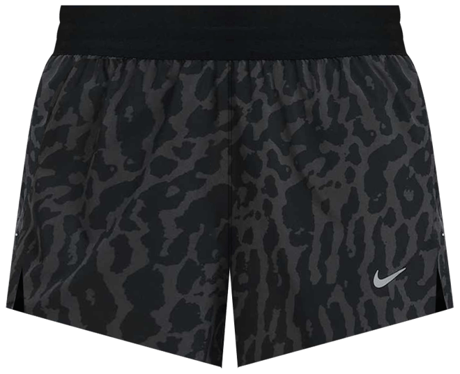 Nike Swift กางเกงวิ่งขาสั้นเอวปานกลางพิมพ์ลายแบบ 2-in-1 ผู้หญิง