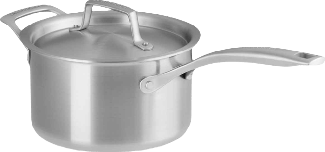 Essential Stainless Steel Round Saucepan with Lid, 3 Qt.