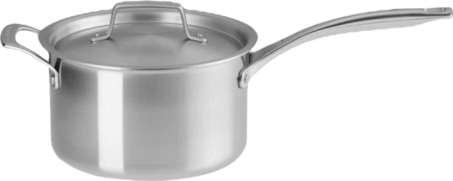 Essential Stainless Steel Round Saucepan with Lid, 4 Qt.