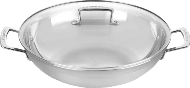 Classic Stainless Steel Round Wok & Glass Lid, 4.5 Qt.