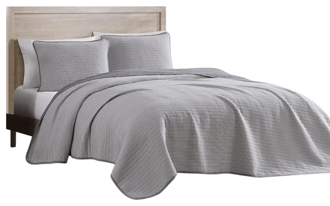 Ithaca Stripe Cotton Reversible 3-Pc. Quilt Set, King