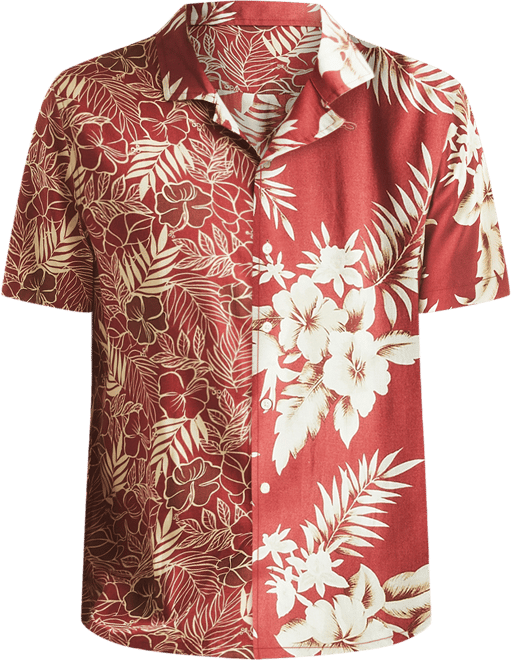 Men's Printed Tropical Button-Up Camp Shirt