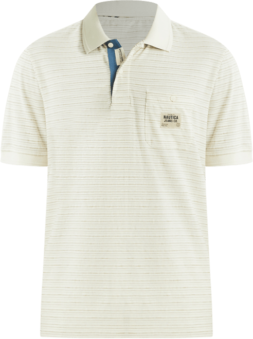 Men's Short Sleeve Textured Striped Polo Shirt