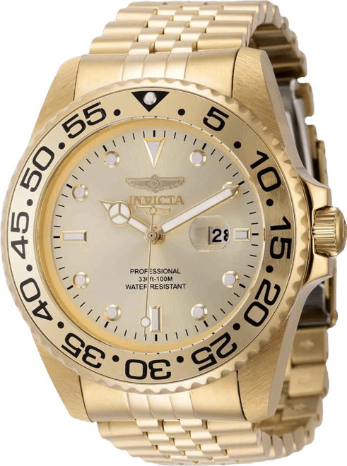Men's 44520 Pro Diver Quartz 3 Hand Gold Dial Watch
